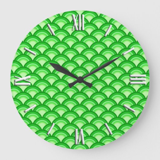 Grande Horloge Ronde Motif à vagues Art déco - vert jade (Recto)