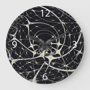 Grande Horloge Ronde Motif Abstrait de Toile d'Araignée Gothique en Or