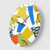 Grande Horloge Ronde Motif Abstrait moderne avec formes. (Angle)
