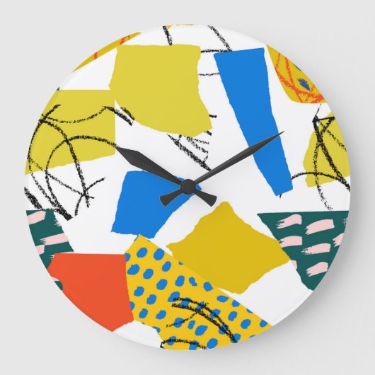 Grande Horloge Ronde Motif Abstrait moderne avec formes. (Recto)