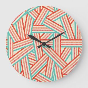 Grande Horloge Ronde Motif Abstrait rayé coloré