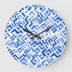 Grande Horloge Ronde Motif aquarelle géométrique Abstrait sans couture