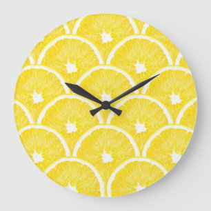 Grande Horloge Ronde Motif Arrière - plan de pâte orange vibrant