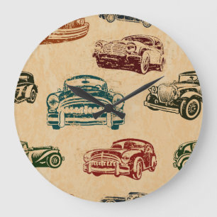 Grande Horloge Ronde Motif Arrière - plan d'illustration de voiture Vin