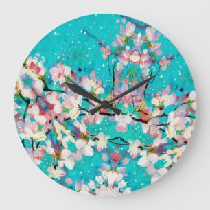 Grande Horloge Ronde Motif Arrière - plan géométrique Abstrait coloré