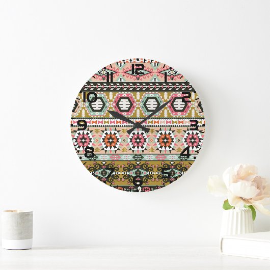 Grande Horloge Ronde Motif Aztec