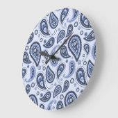Grande Horloge Ronde Motif Blue Paisley (Angle)