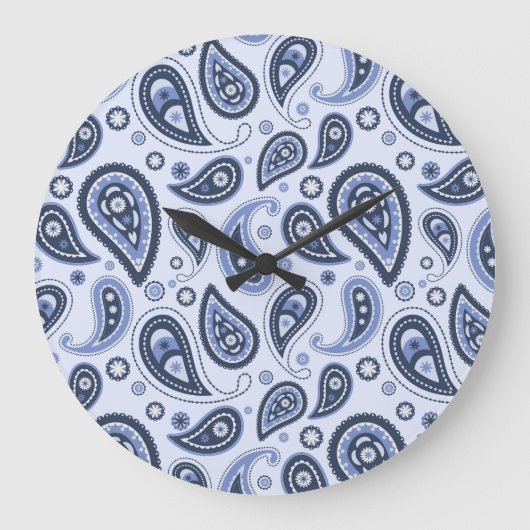 Grande Horloge Ronde Motif Blue Paisley (Recto)