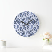 Grande Horloge Ronde Motif Blue Paisley (Maison)