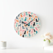 Grande Horloge Ronde Motif chien et chat sans couture (Maison)