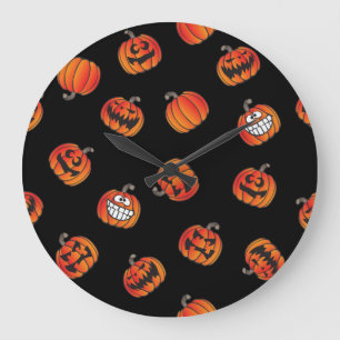Grande Horloge Ronde motif citrouille