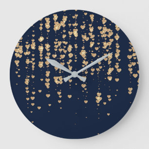 Grande Horloge Ronde Motif Cœurs 23