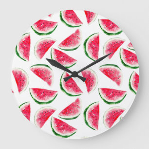 Grande Horloge Ronde Motif Cute Ananas & Watermelon