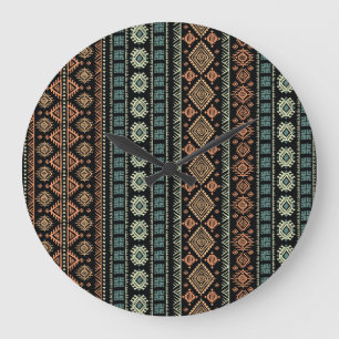 Grande Horloge Ronde Motif d'affaires Vintage tribal