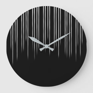 Grande Horloge Ronde Motif de bande irrégulier noir/blanc