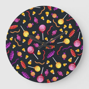 Grande Horloge Ronde Motif de bonbons d'Halloween
