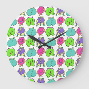 Grande Horloge Ronde Motif de boutons de hamster coloré