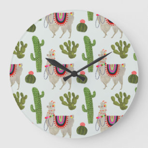 Grande Horloge Ronde Motif de cactus et de lama de la collection   de