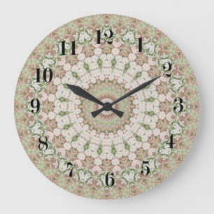 Grande Horloge Ronde Motif de carreaux kaléidoscopique en mosaïque mode