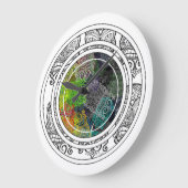 Grande Horloge Ronde Motif de cercle coloré Tiki (Angle)