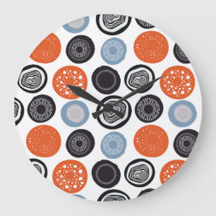 Grande Horloge Ronde Motif de cercle géométrique créatif et coloré.