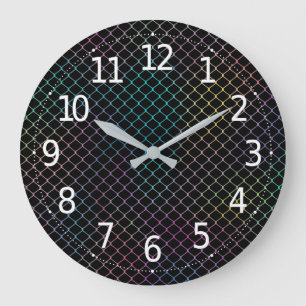 Grande Horloge Ronde Motif de chaîne de clôture élégant moderne coloré