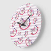 Grande Horloge Ronde Motif de cheval rocking de l'enfant (Angle)