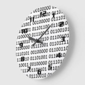 Grande Horloge Ronde Motif de code binaire (Angle)