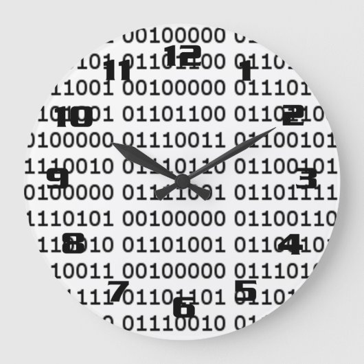 Grande Horloge Ronde Motif de code binaire (Recto)