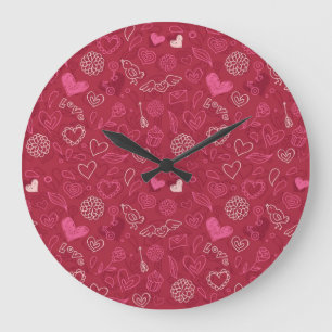 Grande Horloge Ronde Motif de coeur