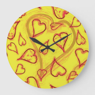 Grande Horloge Ronde Motif de coeur