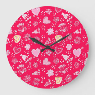 Grande Horloge Ronde Motif de coeur