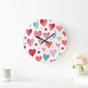 Grande Horloge Ronde Motif de coeur de la petite fille contemporaine