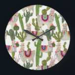 Grande Horloge Ronde Motif de collection Llamarama<br><div class="desc">Profitez de ce motif de lamas créatif sur un produit ou une pièce d'art peint pour mettre en valeur et ajouter au monde qui vous entoure. Artiste : Victoria Borges</div>