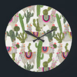 Grande Horloge Ronde Motif de collection Llamarama<br><div class="desc">Profitez de ce motif de lamas créatif sur un produit ou une pièce d'art peint pour mettre en valeur et ajouter au monde qui vous entoure. Artiste : Victoria Borges</div>