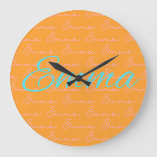 Grande Horloge Ronde Motif de conception de nom Emma