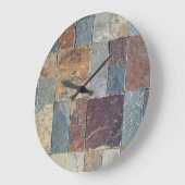 Grande Horloge Ronde motif de dalle de pierre (Angle)