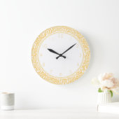 Grande Horloge Ronde Motif de Damas Floral Jaune (Maison)