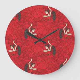 Grande Horloge Ronde Motif de danse vintage Tango Flamenco