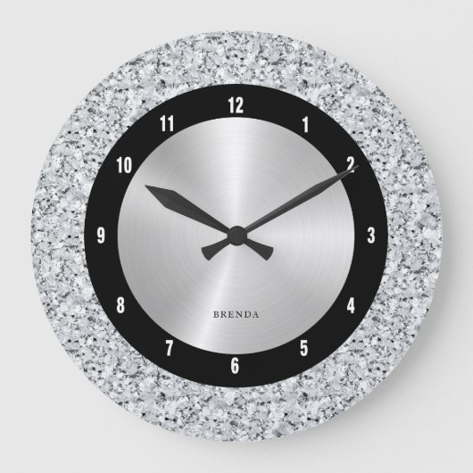 Grande Horloge Ronde Motif de diamants blancs (Recto)