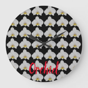 Grande Horloge Ronde Motif de fleurs d'orchidées pour jardiniers et fle