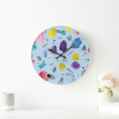 Grande Horloge Ronde Motif de formes géométriques d'aquarelle Abstraite (Maison)