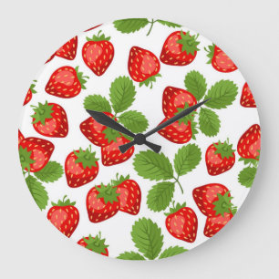 Grande Horloge Ronde Motif de fraises