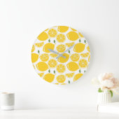 Grande Horloge Ronde Motif de fruits de citron jaune (Maison)
