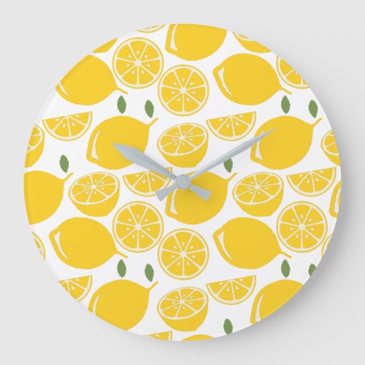 Grande Horloge Ronde Motif de fruits de citron jaune (Recto)