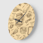 Grande Horloge Ronde Motif de livre (Angle)