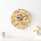 Grande Horloge Ronde Motif de livre (Maison)