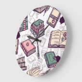 Grande Horloge Ronde Motif de livre (Angle)