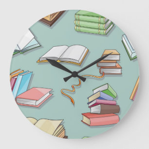 Grande Horloge Ronde Motif de livre