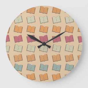 Grande Horloge Ronde Motif de livre